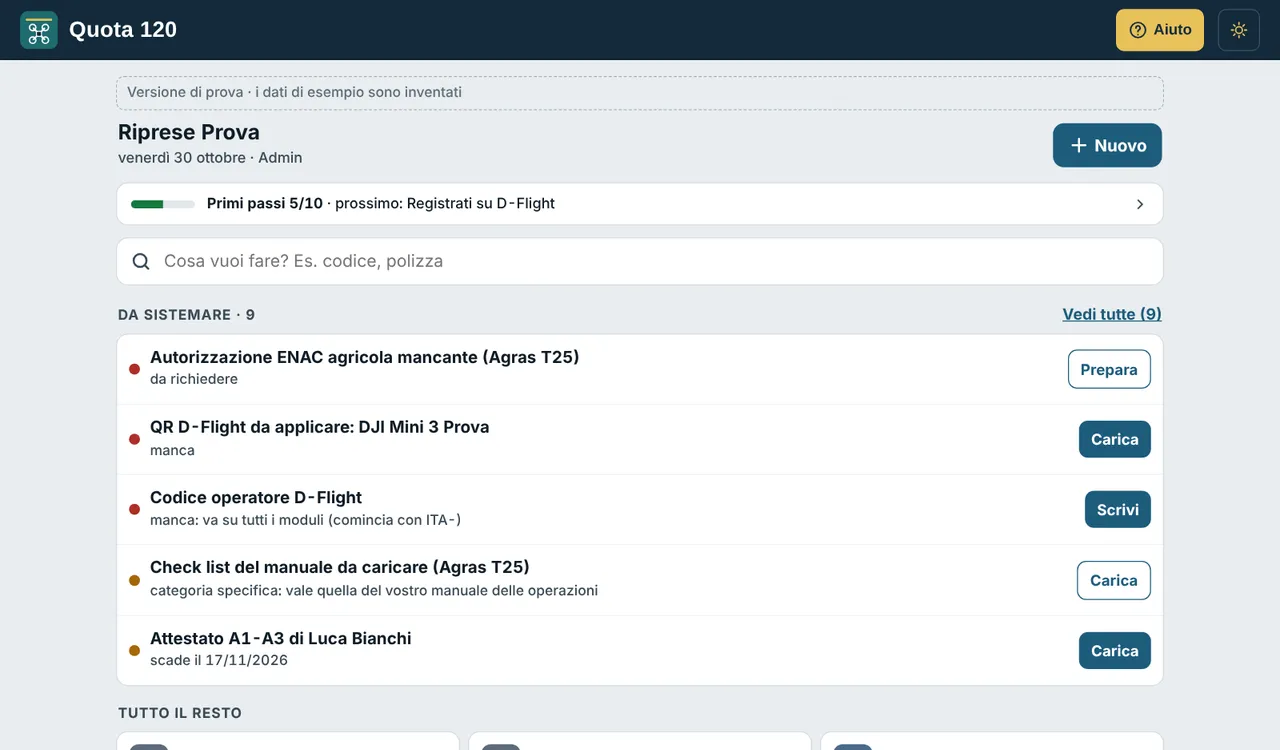La Home dell’Admin di Quota 120